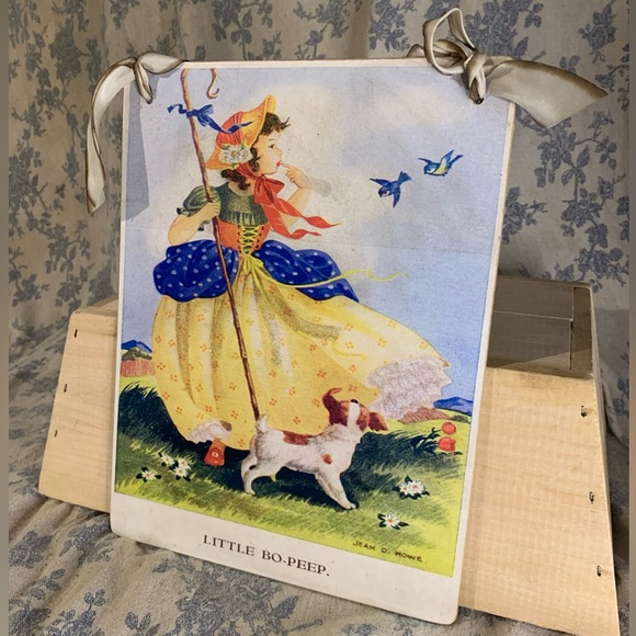 VTG Large Little Bo Peep Postcard with Bow & Glitter Illustrated by Jean D. Howe - Picture 2 of 9